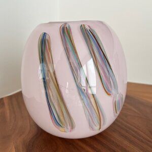 John Phillips 1986 Signed Vintage Sphere Vase Handblown Art Glass Collectible